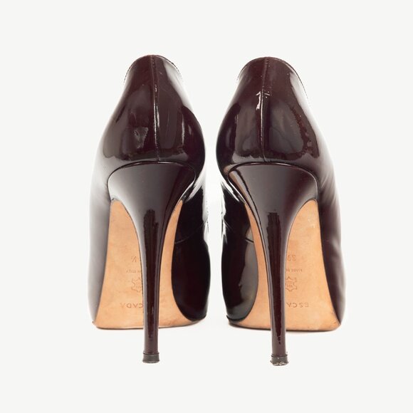 Escada Burgundy Patent-Leather Pointed-Toe Platform Pumps - Picture 3 of 8